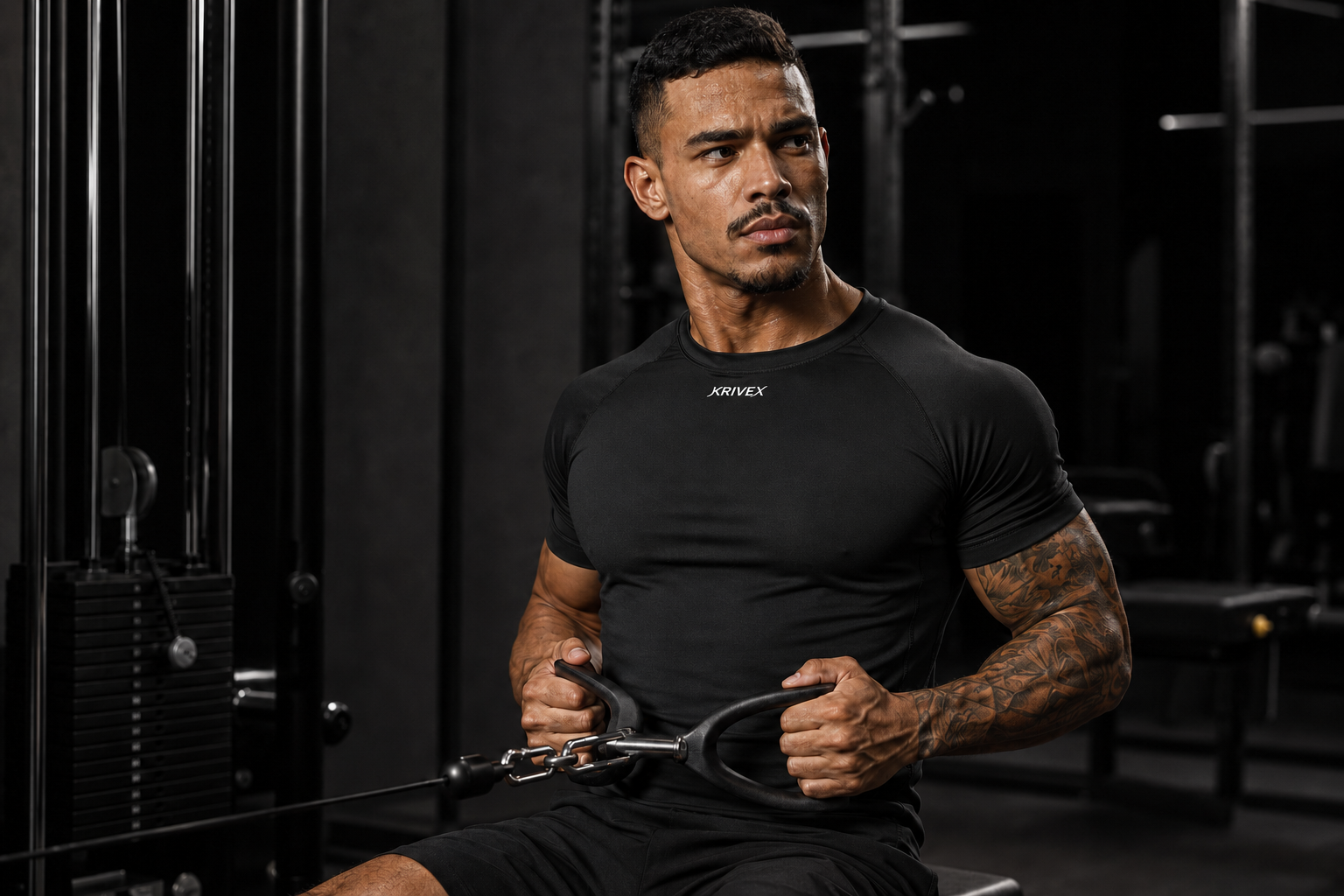 Atleta usando camiseta de compressão manga curta Krivex